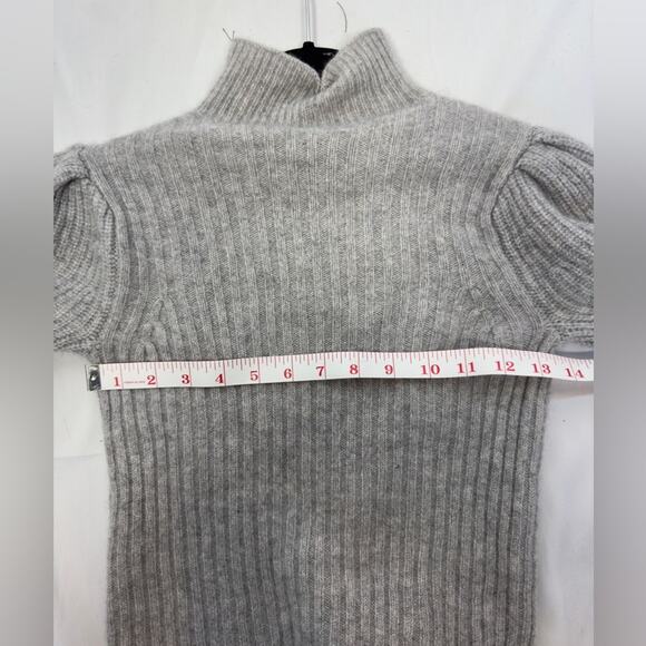 AQUA Balloon Sleeve Grey 100% Cashmere Sweater Size Small - Picture 6 of 8